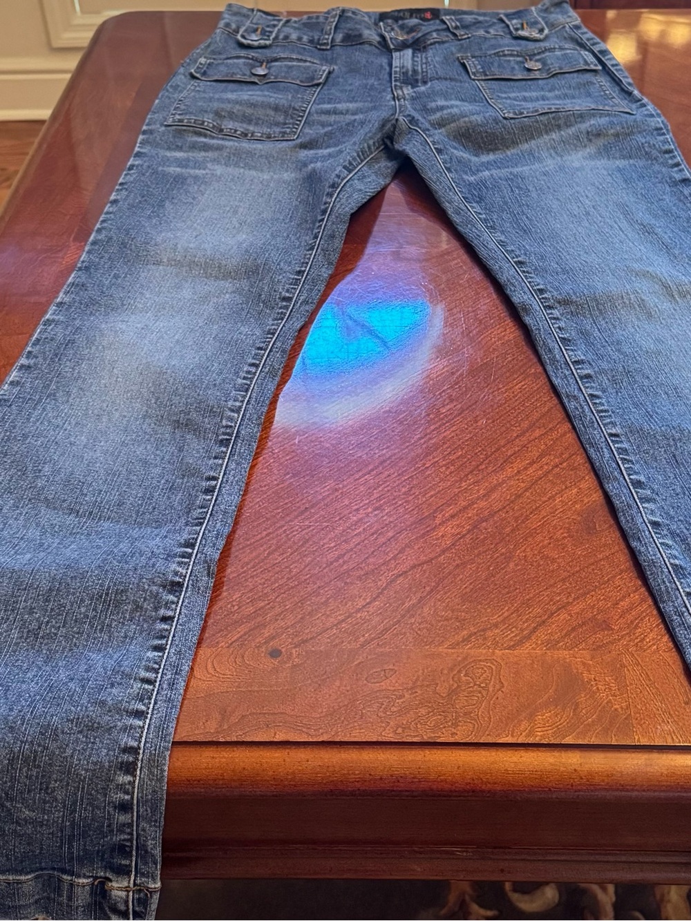 Adolfo Jeans Medium Wash Blue Bootcut Woman’s Jeans Pockets Size 8